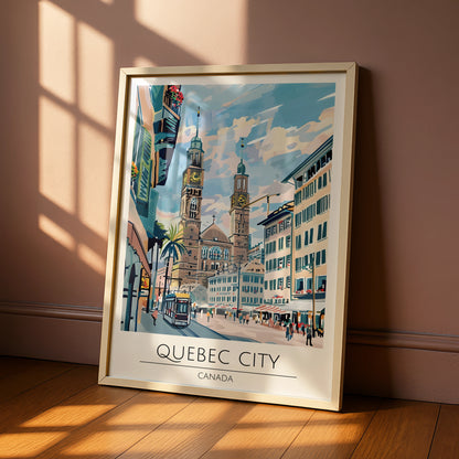 Quebec City Art Print, Colourful Cityscape, Canadian Landmark Poster, Modern Wall Decor