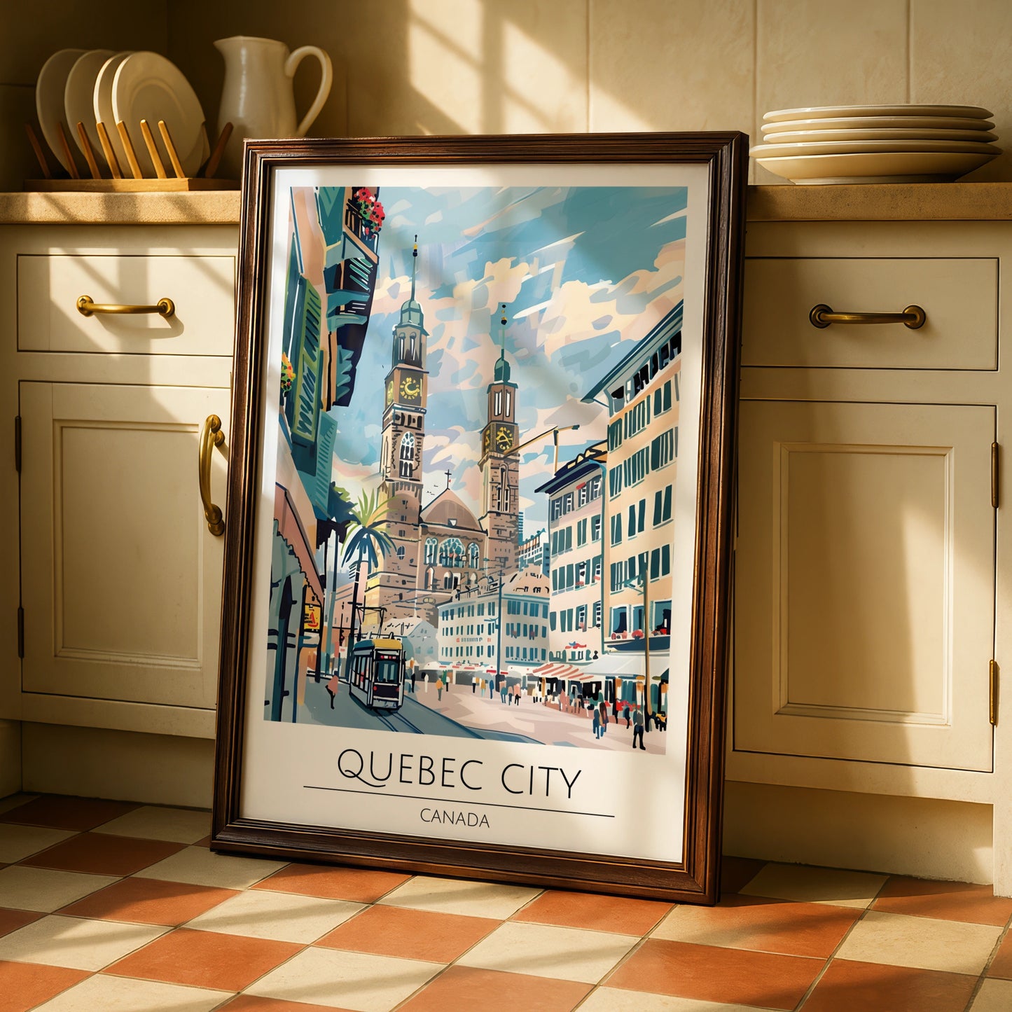 Quebec City Art Print, Colourful Cityscape, Canadian Landmark Poster, Modern Wall Decor