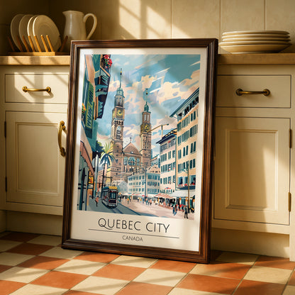 Quebec City Art Print, Colourful Cityscape, Canadian Landmark Poster, Modern Wall Decor