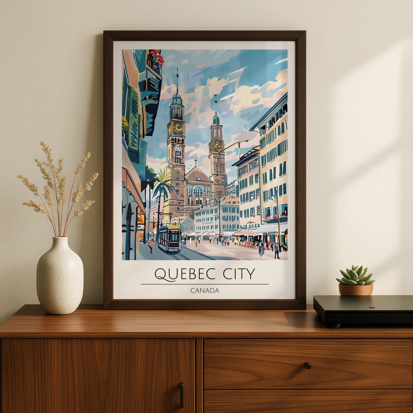 Quebec City Art Print, Colourful Cityscape, Canadian Landmark Poster, Modern Wall Decor