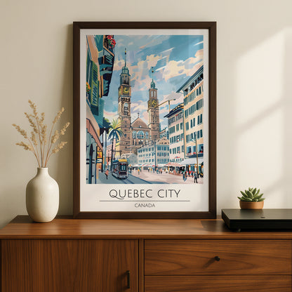 Quebec City Art Print, Colourful Cityscape, Canadian Landmark Poster, Modern Wall Decor