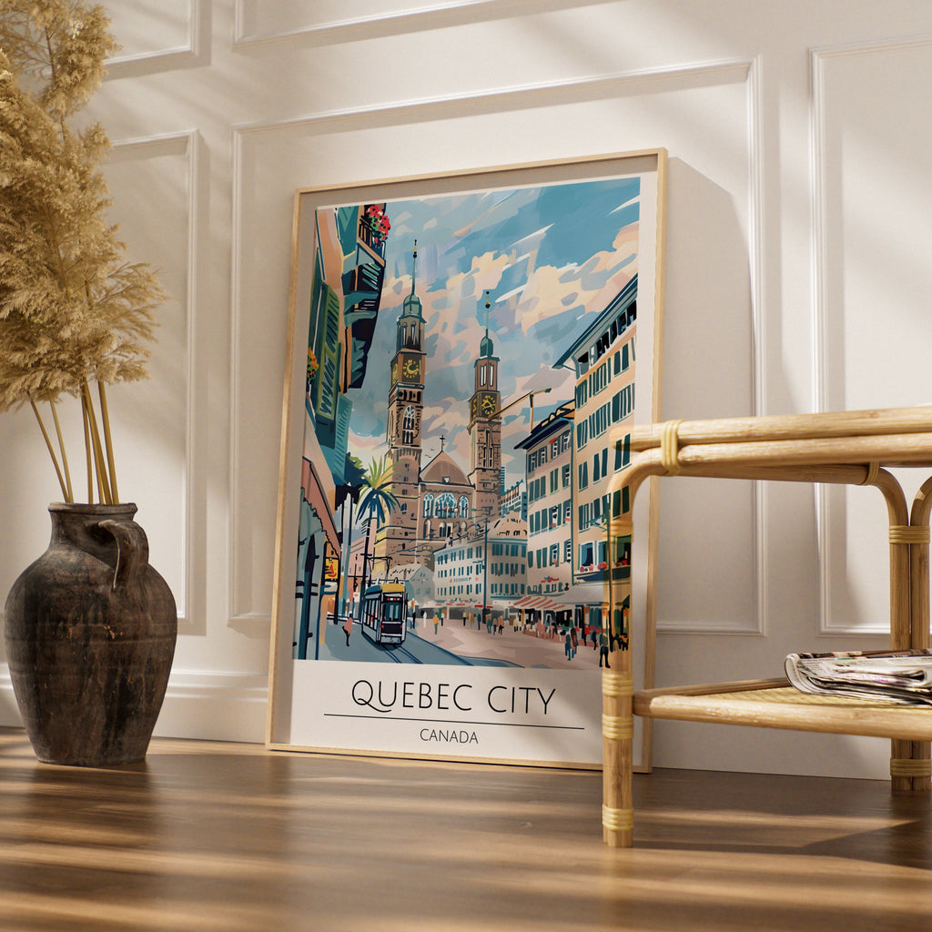 Quebec City Art Print, Colourful Cityscape, Canadian Landmark Poster, Modern Wall Decor