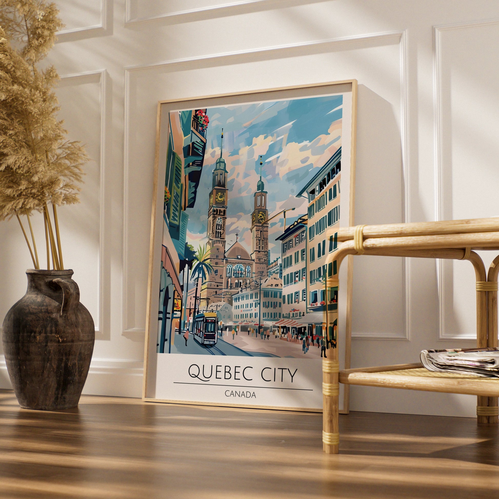 Quebec City Art Print, Colourful Cityscape, Canadian Landmark Poster, Modern Wall Decor
