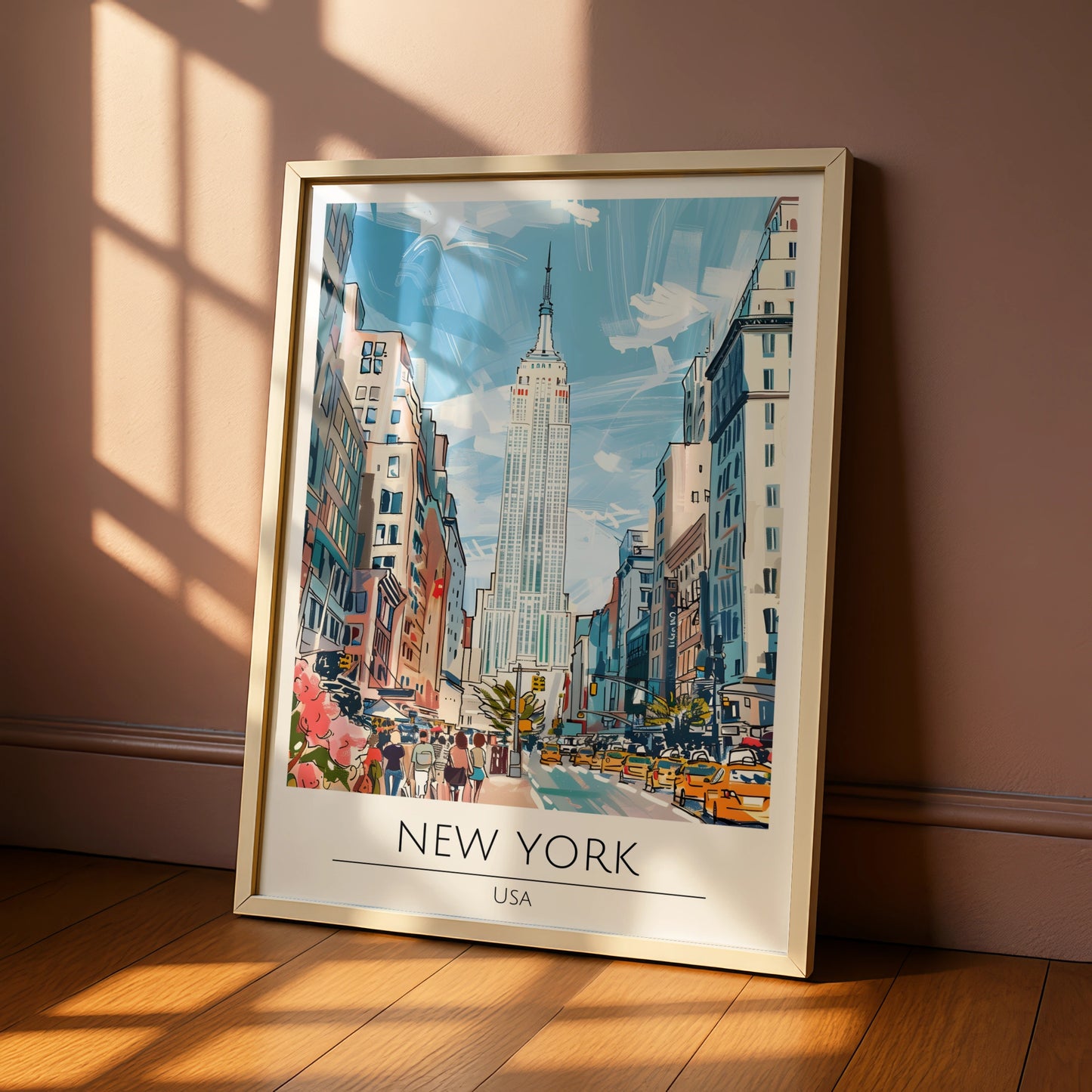 New York City Art Print, Empire State Building Poster, Urban Wall Art, NYC Skyline Decor, Colourful
