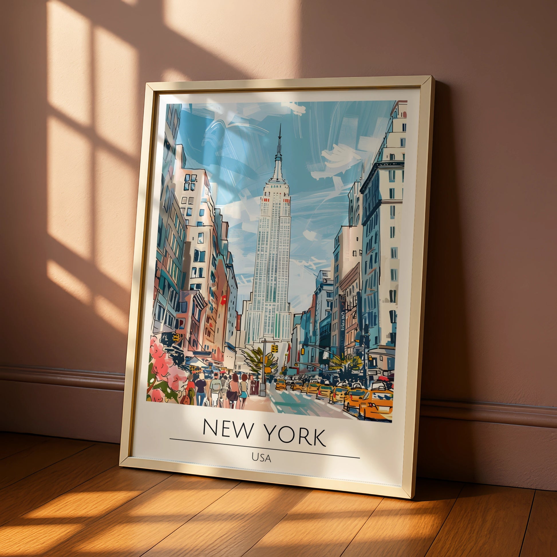 New York City Art Print, Empire State Building Poster, Urban Wall Art, NYC Skyline Decor, Colourful