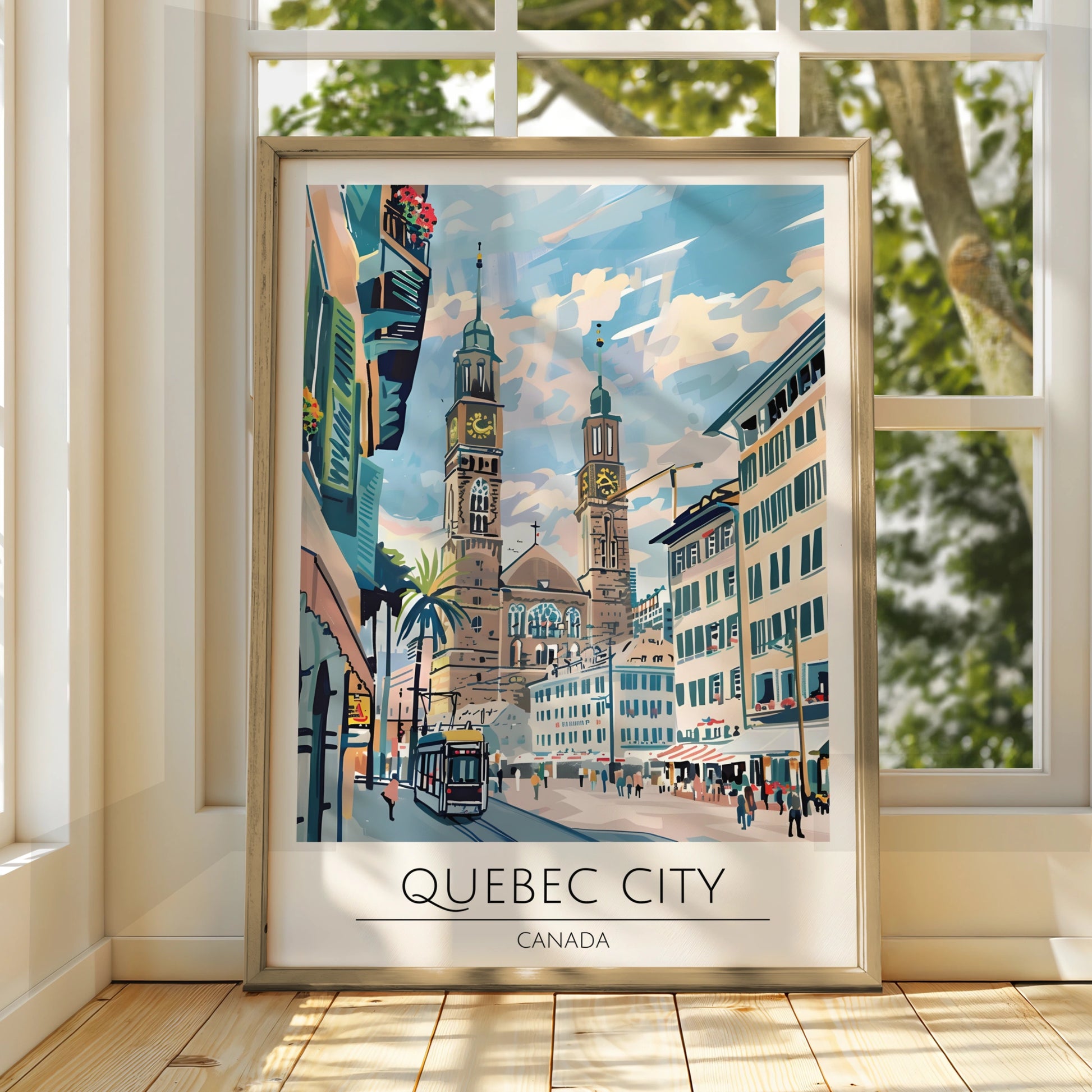 Quebec City Art Print, Colourful Cityscape, Canadian Landmark Poster, Modern Wall Decor