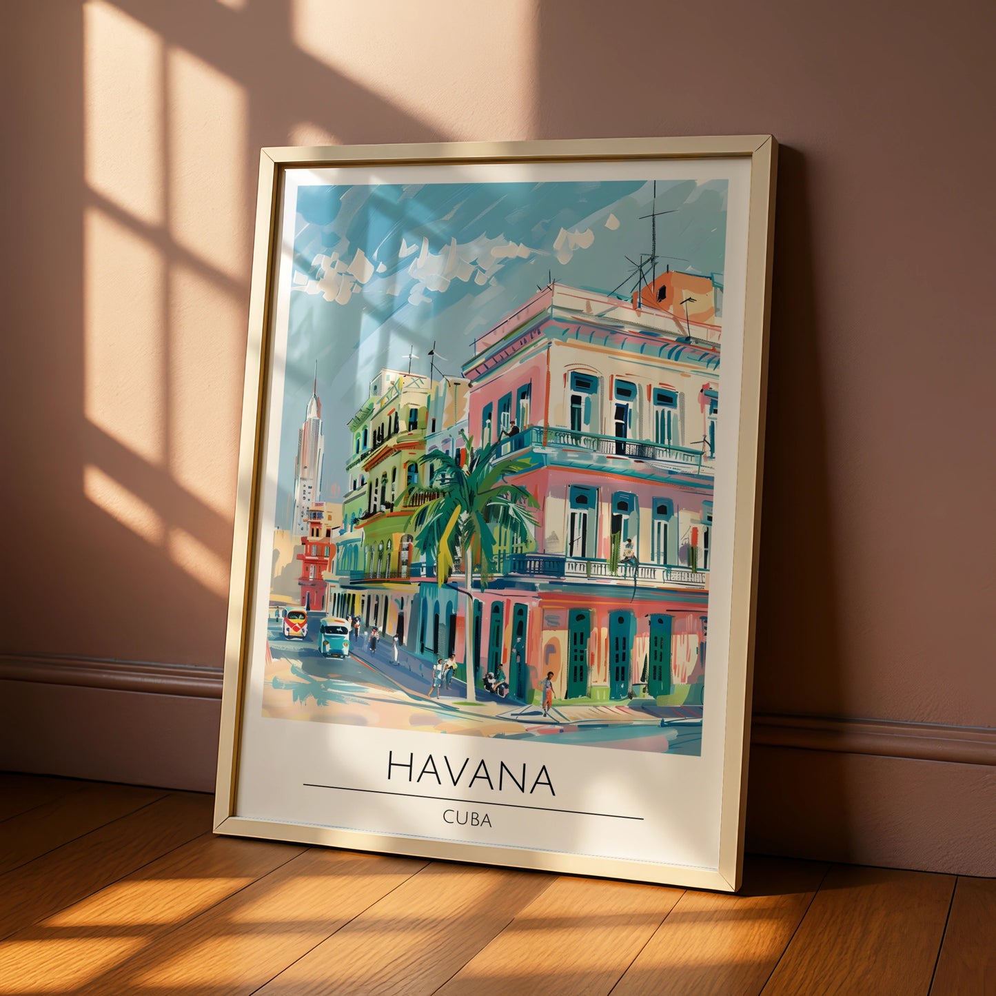 Vibrant Havana Cuba Poster, Colourful Art Print, Maximalist Urban Wall Decor, Travel Artwork