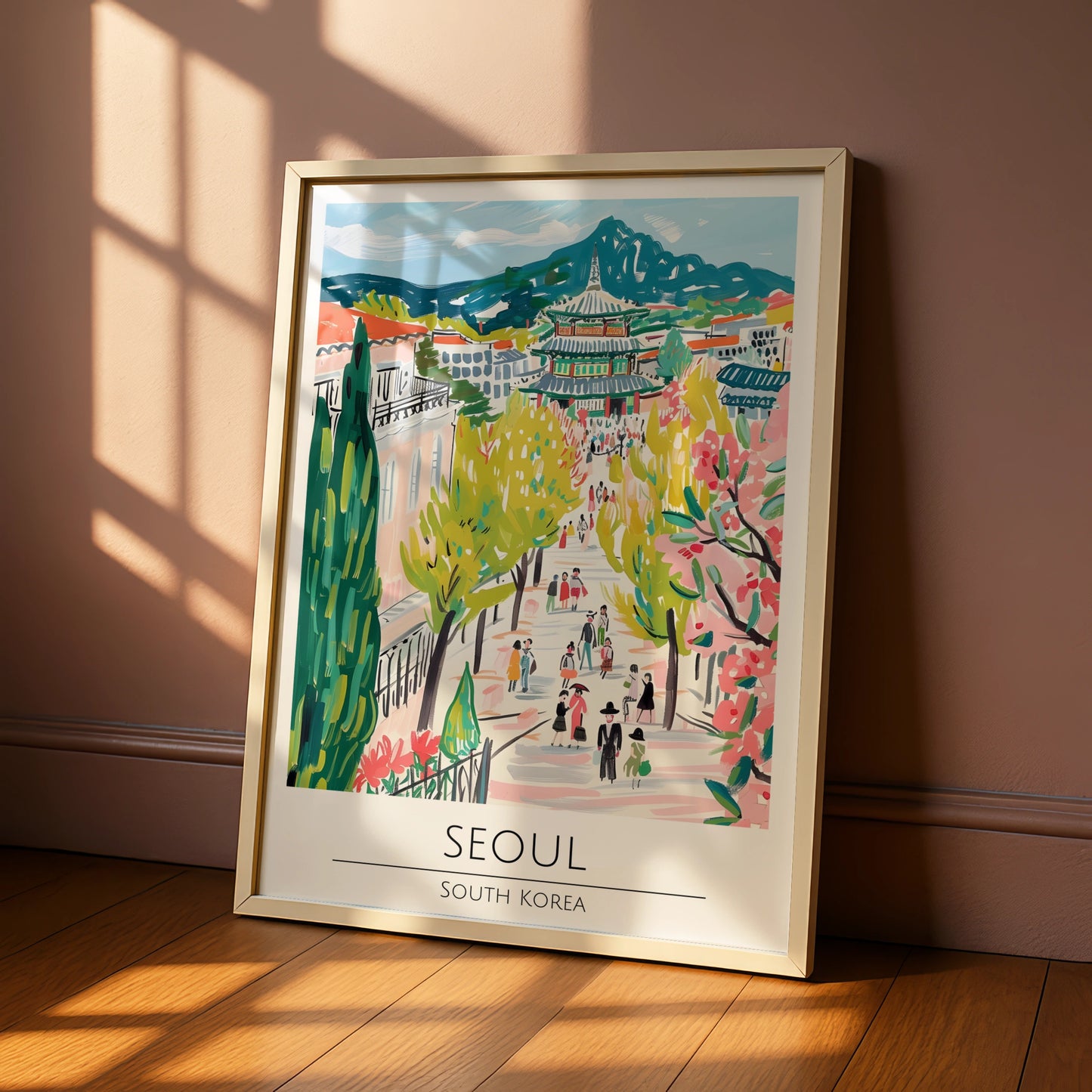 Seoul Art Print, Colourful South Korea Poster, City Landscape, Asian Wall Decor, Travel Art, Modern