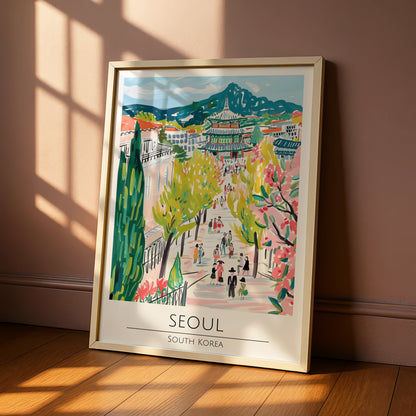 Seoul Art Print, Colourful South Korea Poster, City Landscape, Asian Wall Decor, Travel Art, Modern