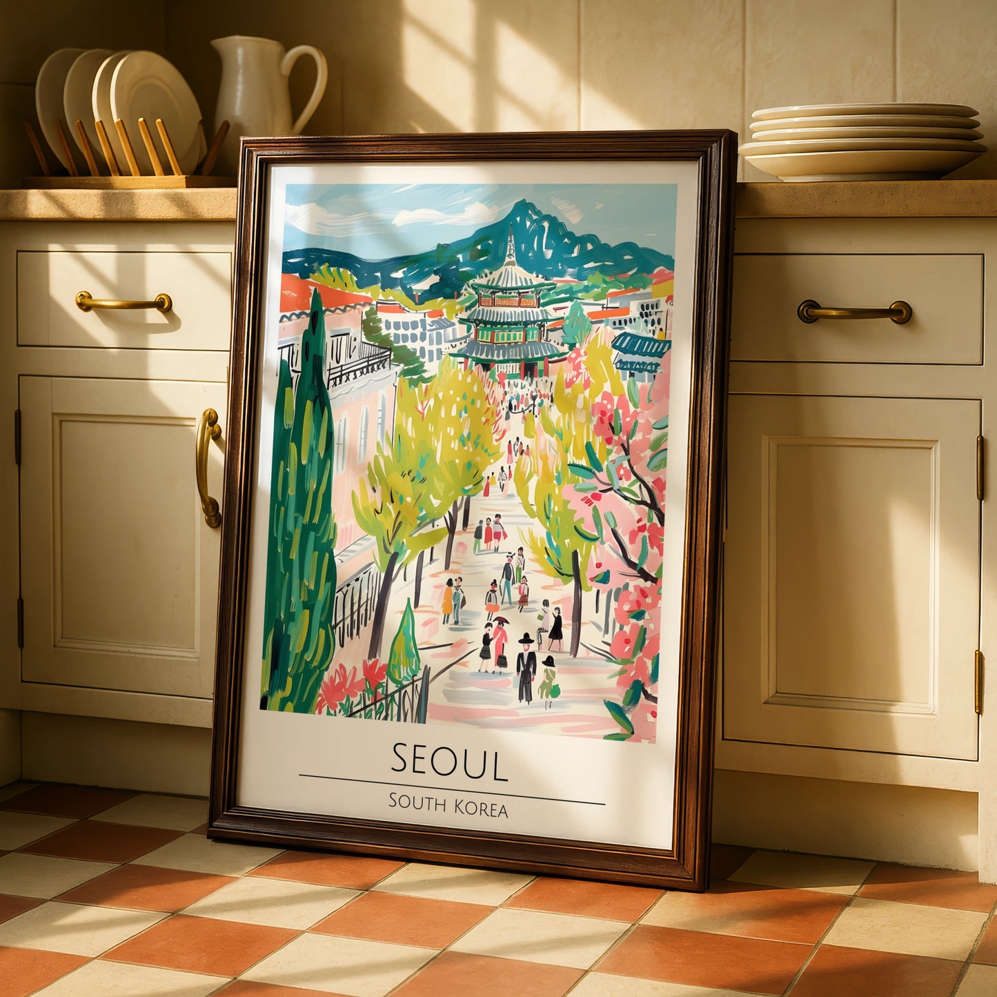 Seoul Art Print, Colourful South Korea Poster, City Landscape, Asian Wall Decor, Travel Art, Modern