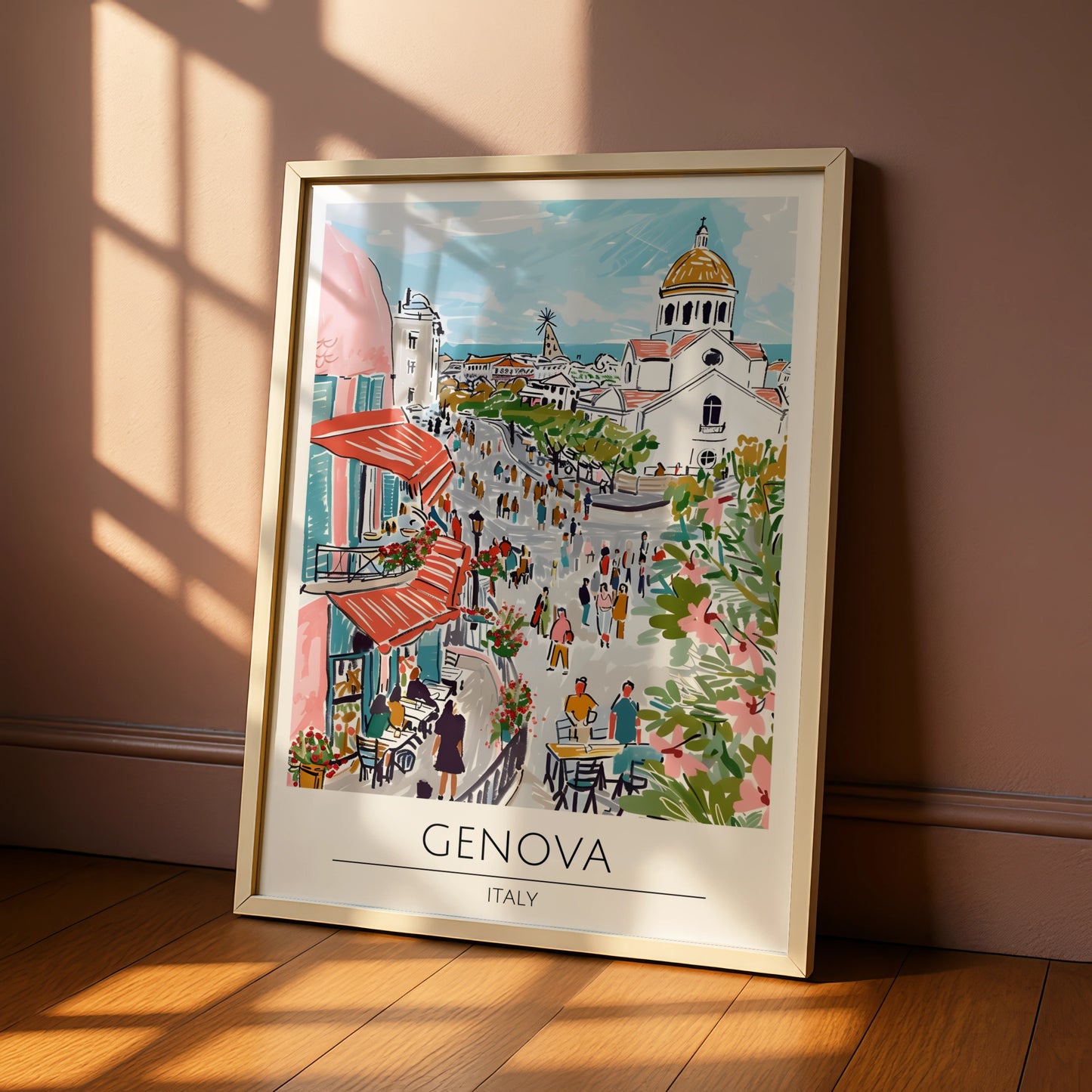 Genova Italy Art Print, Vibrant Cityscape Poster, Colourful European Wall Art, Travel Decor