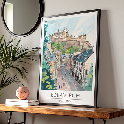 Edinburgh Scotland Poster, Maximalist Art Print, Cityscape Wall Decor, Scottish Landscape