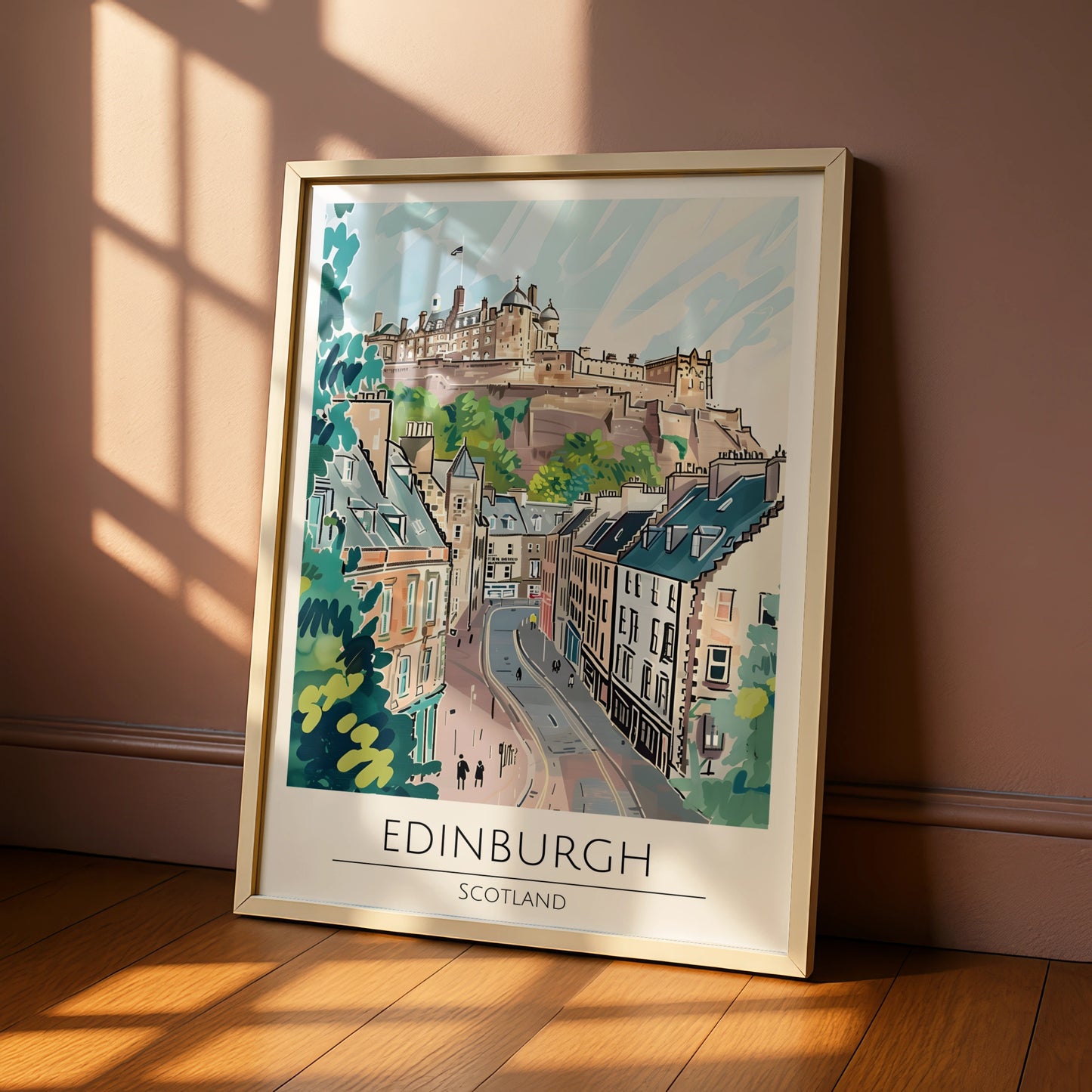 Edinburgh Scotland Poster, Maximalist Art Print, Cityscape Wall Decor, Scottish Landscape
