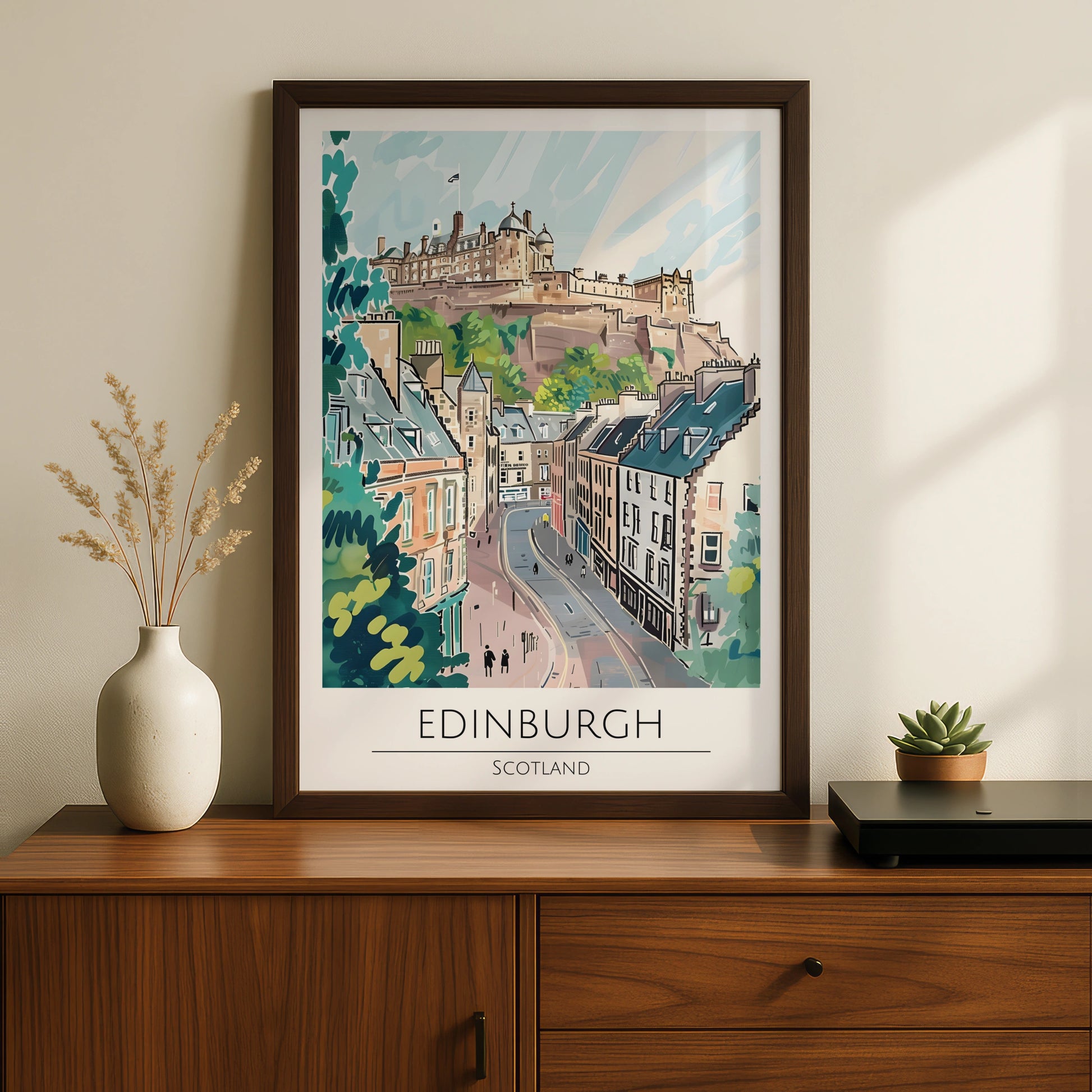 Edinburgh Scotland Poster, Maximalist Art Print, Cityscape Wall Decor, Scottish Landscape