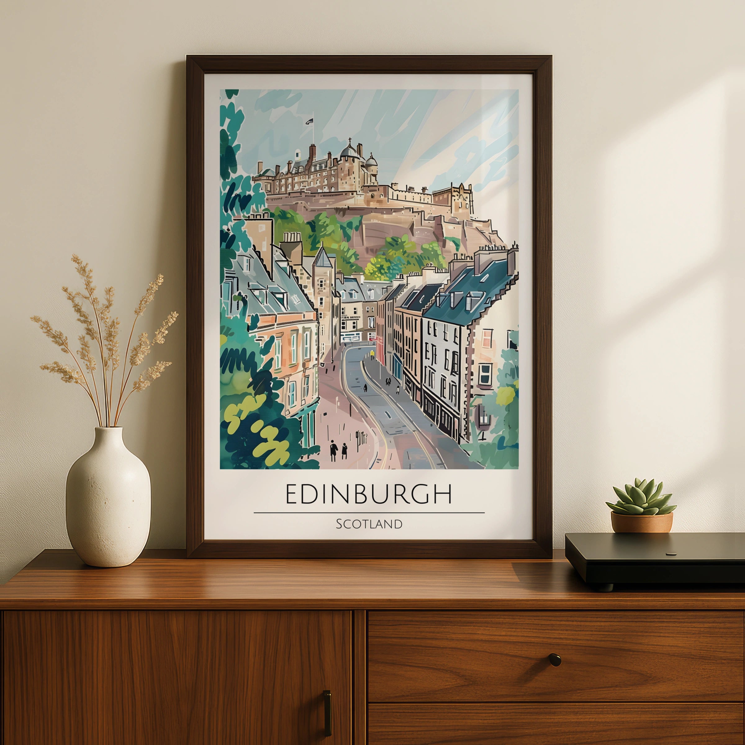 Edinburgh Scotland Poster, Maximalist Art Print, Cityscape Wall Decor, Scottish Landscape