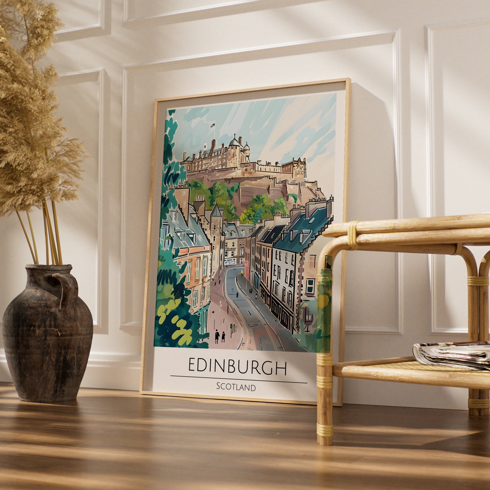 Edinburgh Scotland Poster, Maximalist Art Print, Cityscape Wall Decor, Scottish Landscape