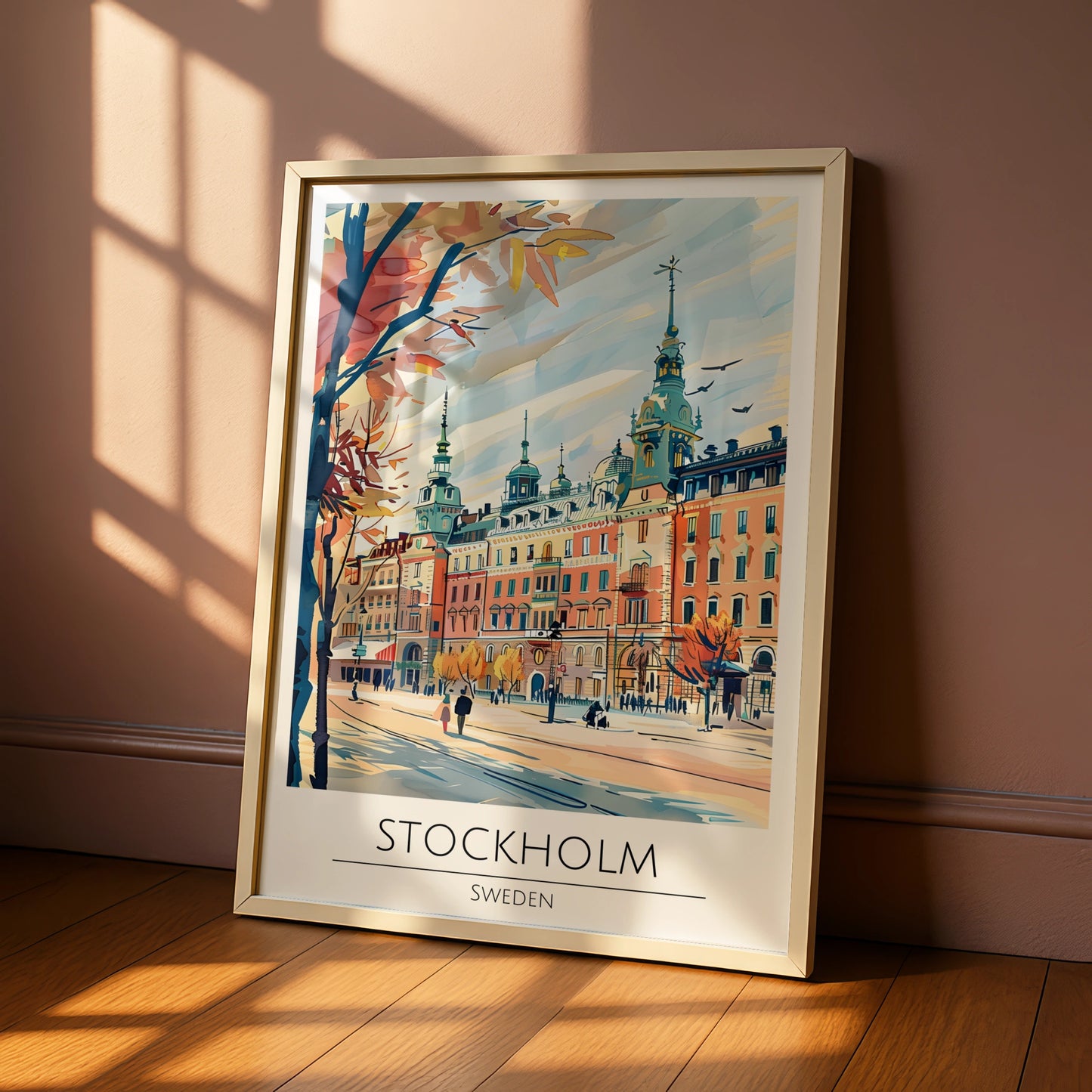Stockholm City Art Poster, Sweden Landscape, Colourful Architecture, Travel Wall Art Print