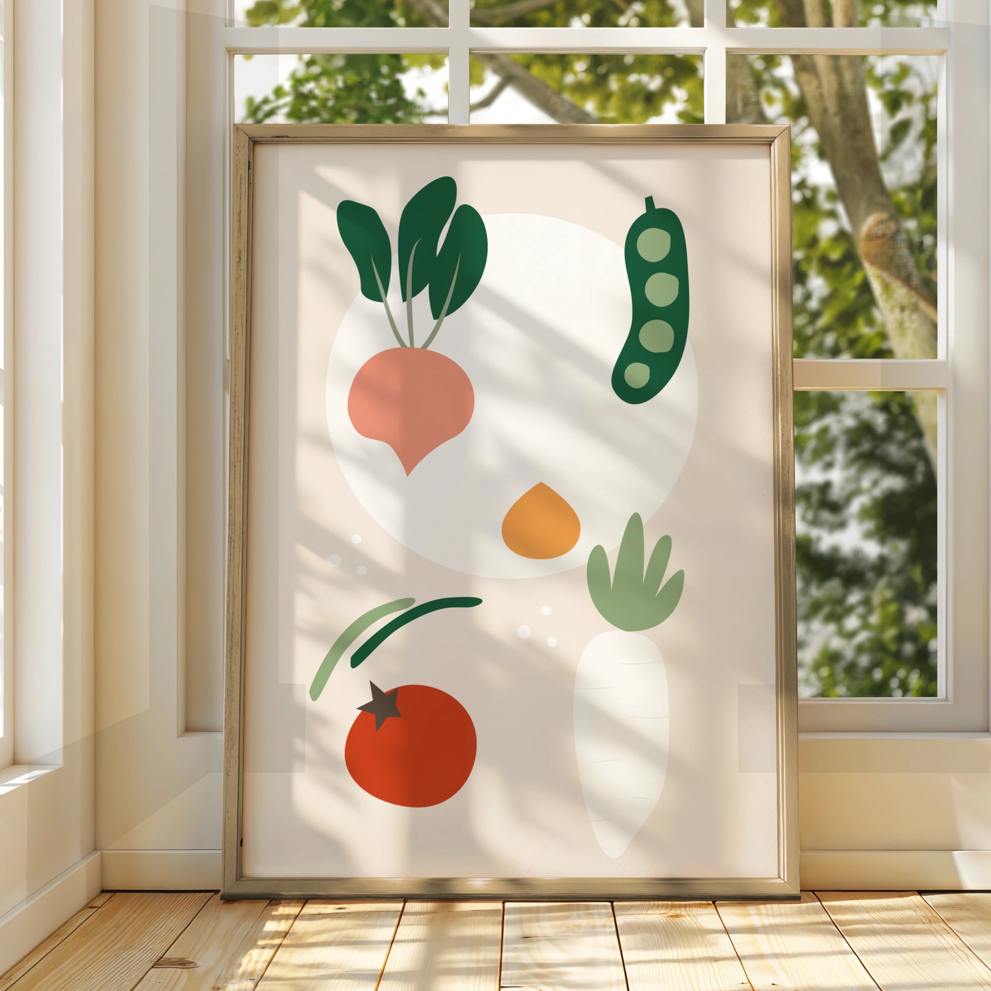 Vegetable Kitchen Wall Art, Minimalist Food Poster, Colourful Veggie Print for Kitchen Decor