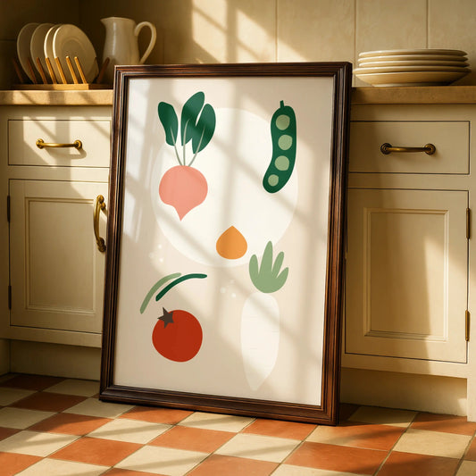 Vegetable Kitchen Wall Art, Minimalist Food Poster, Colourful Veggie Print for Kitchen Decor