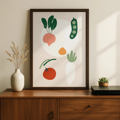 Vegetable Kitchen Wall Art, Minimalist Food Poster, Colourful Veggie Print for Kitchen Decor