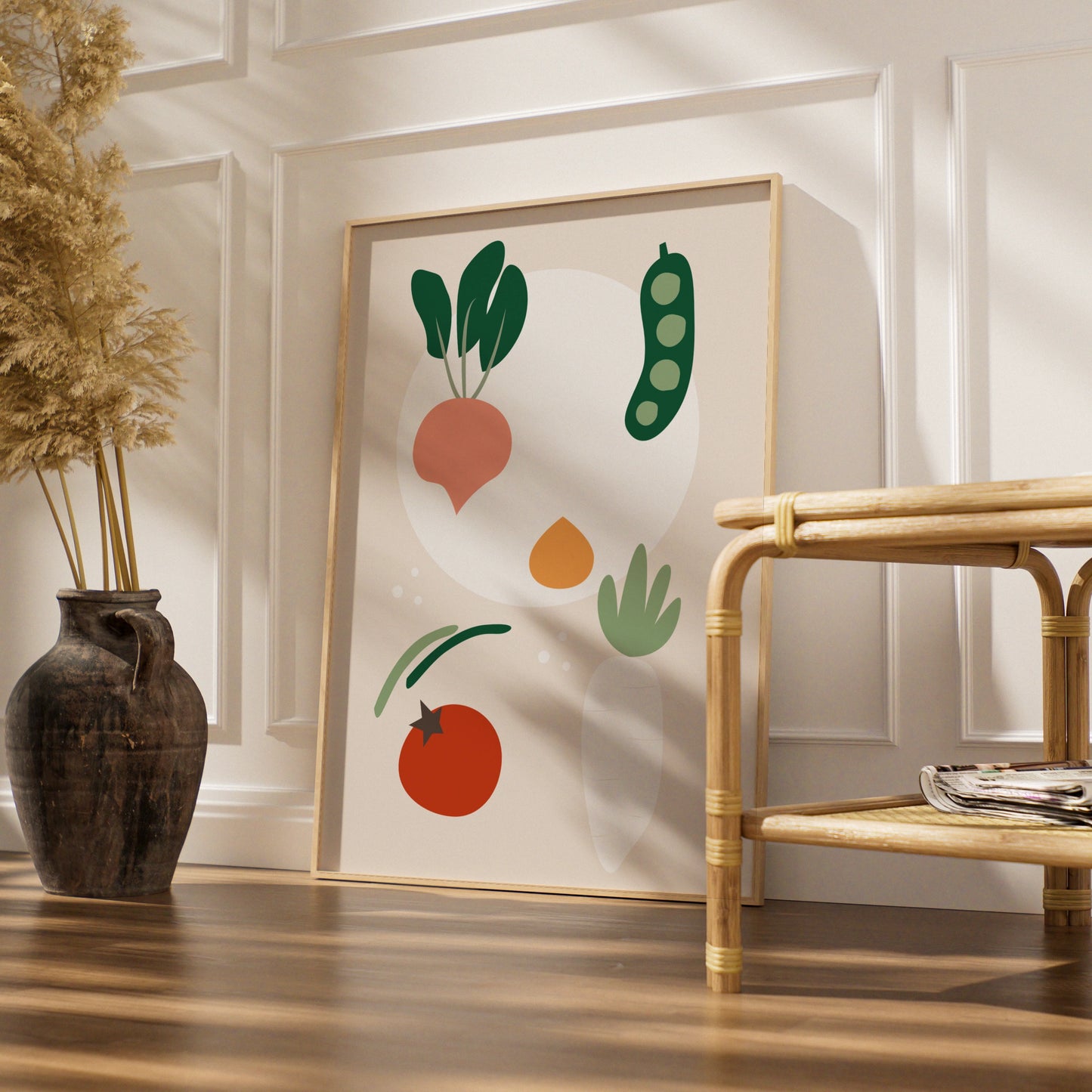 Vegetable Kitchen Wall Art, Minimalist Food Poster, Colourful Veggie Print for Kitchen Decor