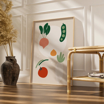Vegetable Kitchen Wall Art, Minimalist Food Poster, Colourful Veggie Print for Kitchen Decor
