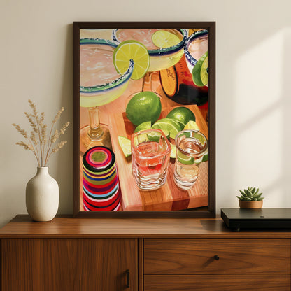 Margarita Kitchen Art Print, Tequila Cocktail Poster, Bar Cart Wall Decor