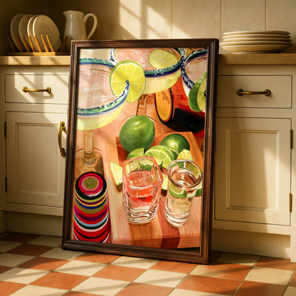 Margarita Kitchen Art Print, Tequila Cocktail Poster, Bar Cart Wall Decor