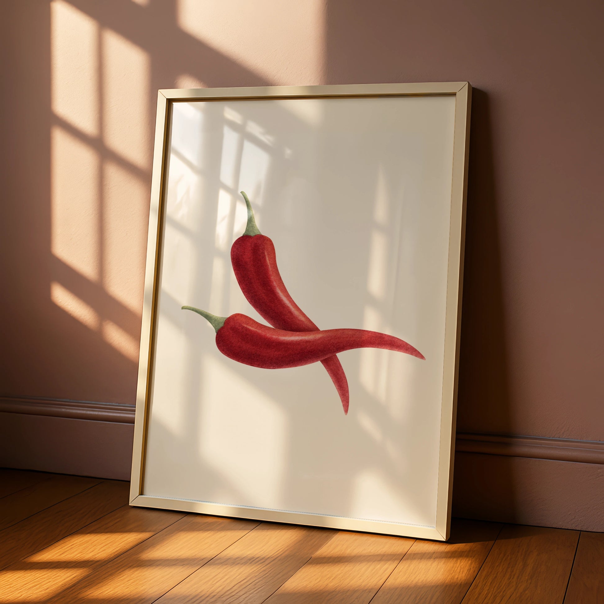 Red Chilli Pepper Kitchen Art Print, Botanical Food Poster, Minimalist Cook Wall Decor
