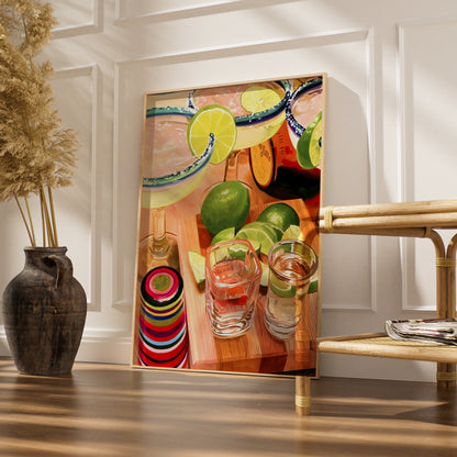 Margarita Kitchen Art Print, Tequila Cocktail Poster, Bar Cart Wall Decor