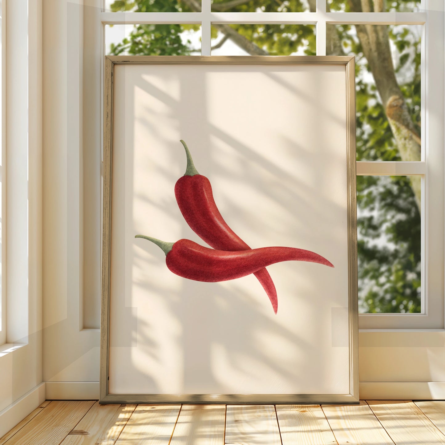 Red Chilli Pepper Kitchen Art Print, Botanical Food Poster, Minimalist Cook Wall Decor