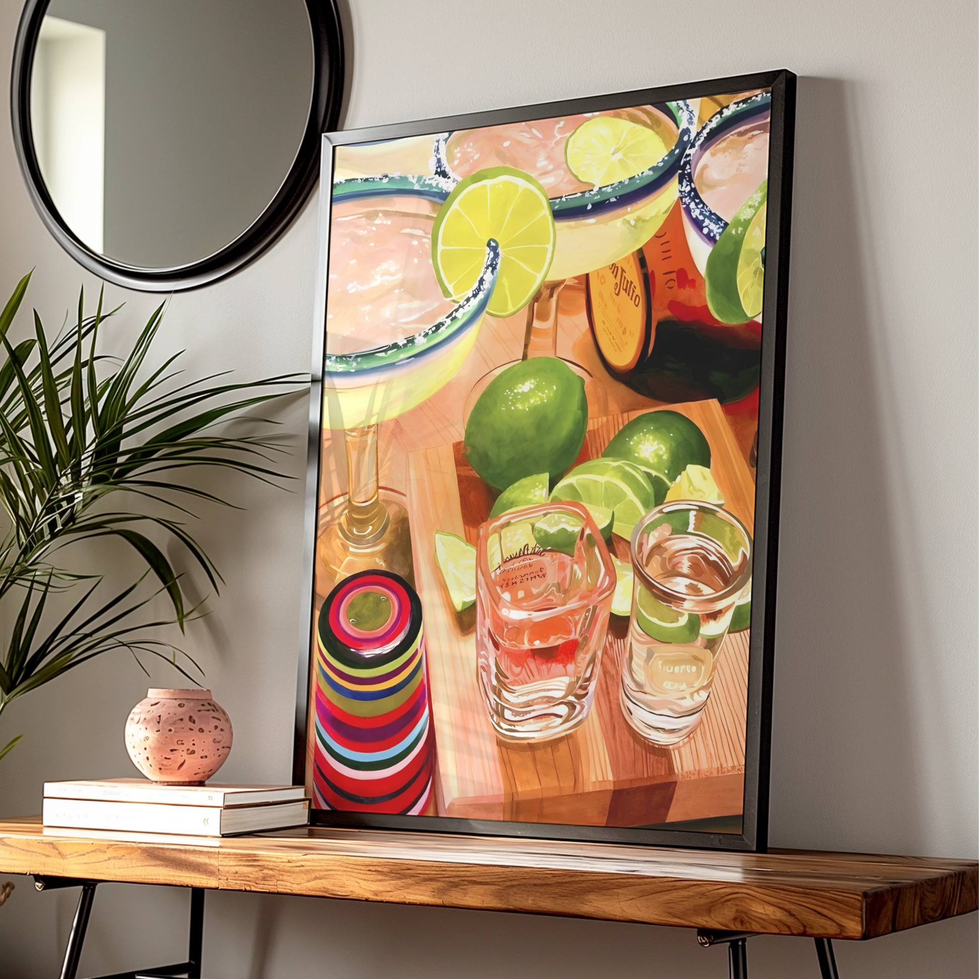Margarita Kitchen Art Print, Tequila Cocktail Poster, Bar Cart Wall Decor