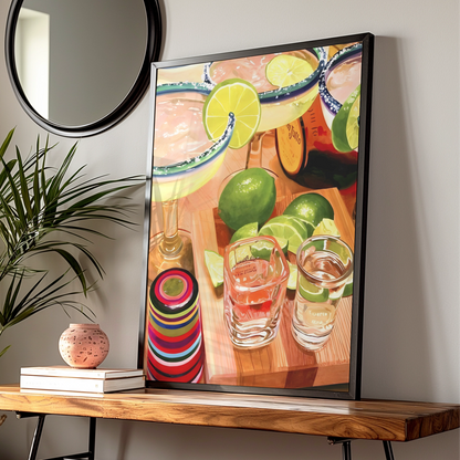 Margarita Kitchen Art Print, Tequila Cocktail Poster, Bar Cart Wall Decor