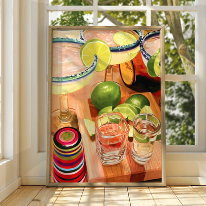 Margarita Kitchen Art Print, Tequila Cocktail Poster, Bar Cart Wall Decor