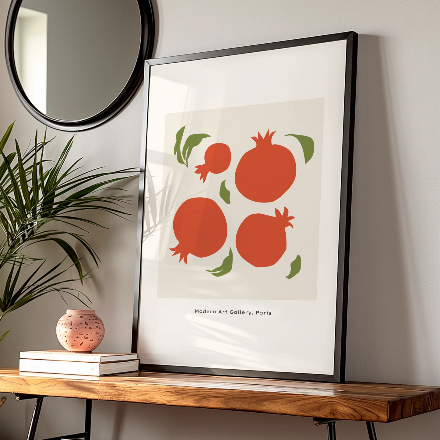 Pomegranate Kitchen Art Print, Red Fruit Poster, Minimalist Kitchen Wall Art, Modern Gallery Style