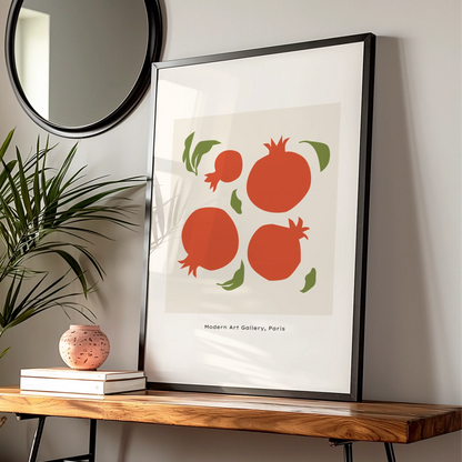 Pomegranate Kitchen Art Print, Red Fruit Poster, Minimalist Kitchen Wall Art, Modern Gallery Style