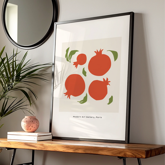 Pomegranate Kitchen Art Print, Red Fruit Poster, Minimalist Kitchen Wall Art, Modern Gallery Style