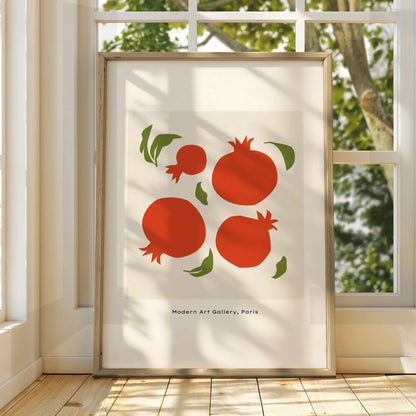 Pomegranate Kitchen Art Print, Red Fruit Poster, Minimalist Kitchen Wall Art, Modern Gallery Style