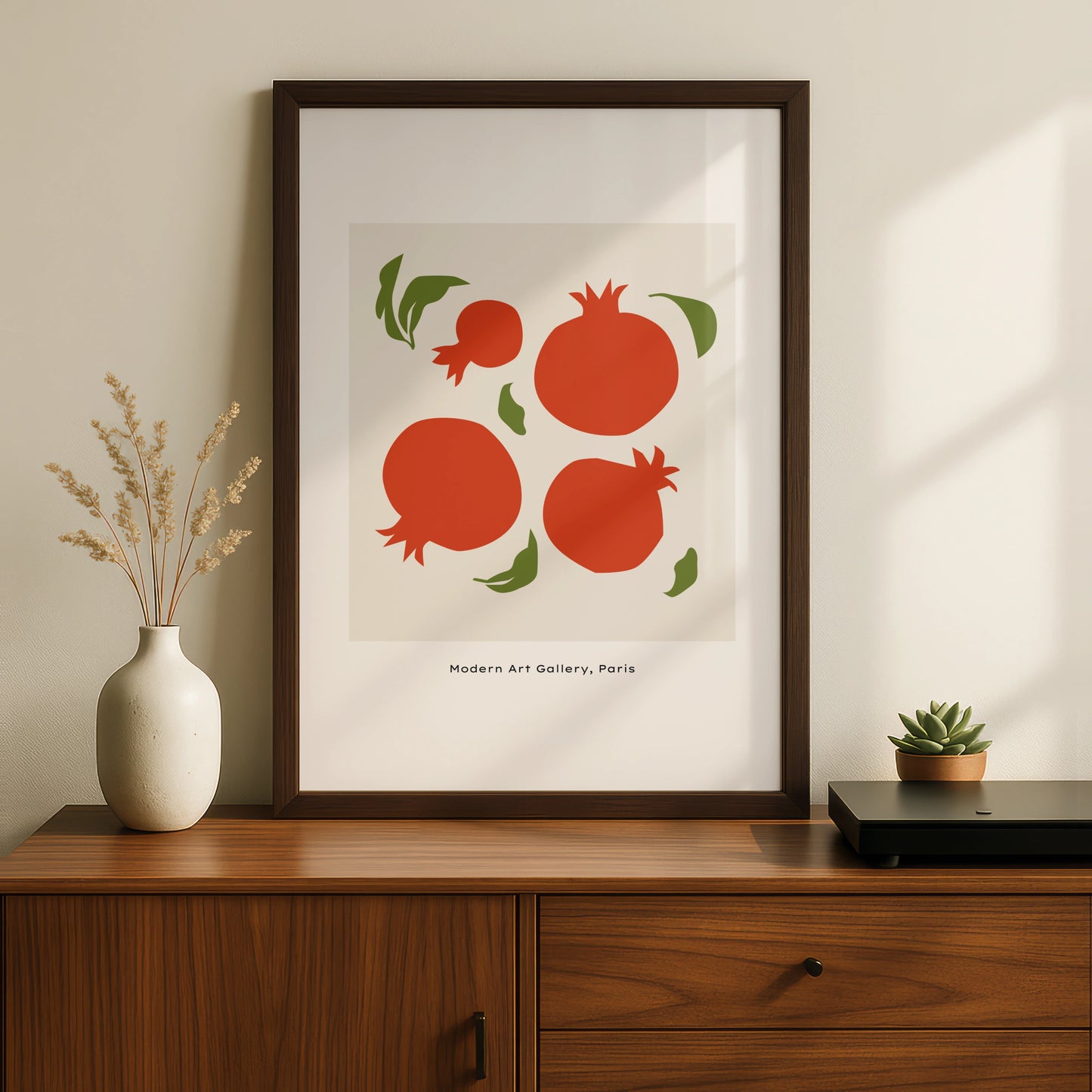 Pomegranate Kitchen Art Print, Red Fruit Poster, Minimalist Kitchen Wall Art, Modern Gallery Style