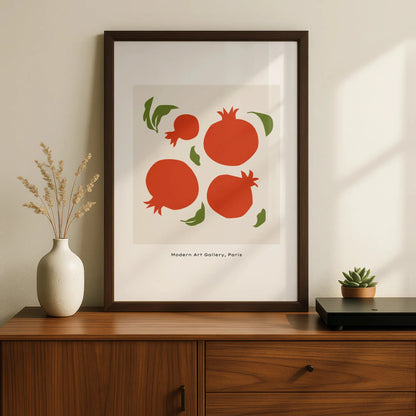 Pomegranate Kitchen Art Print, Red Fruit Poster, Minimalist Kitchen Wall Art, Modern Gallery Style