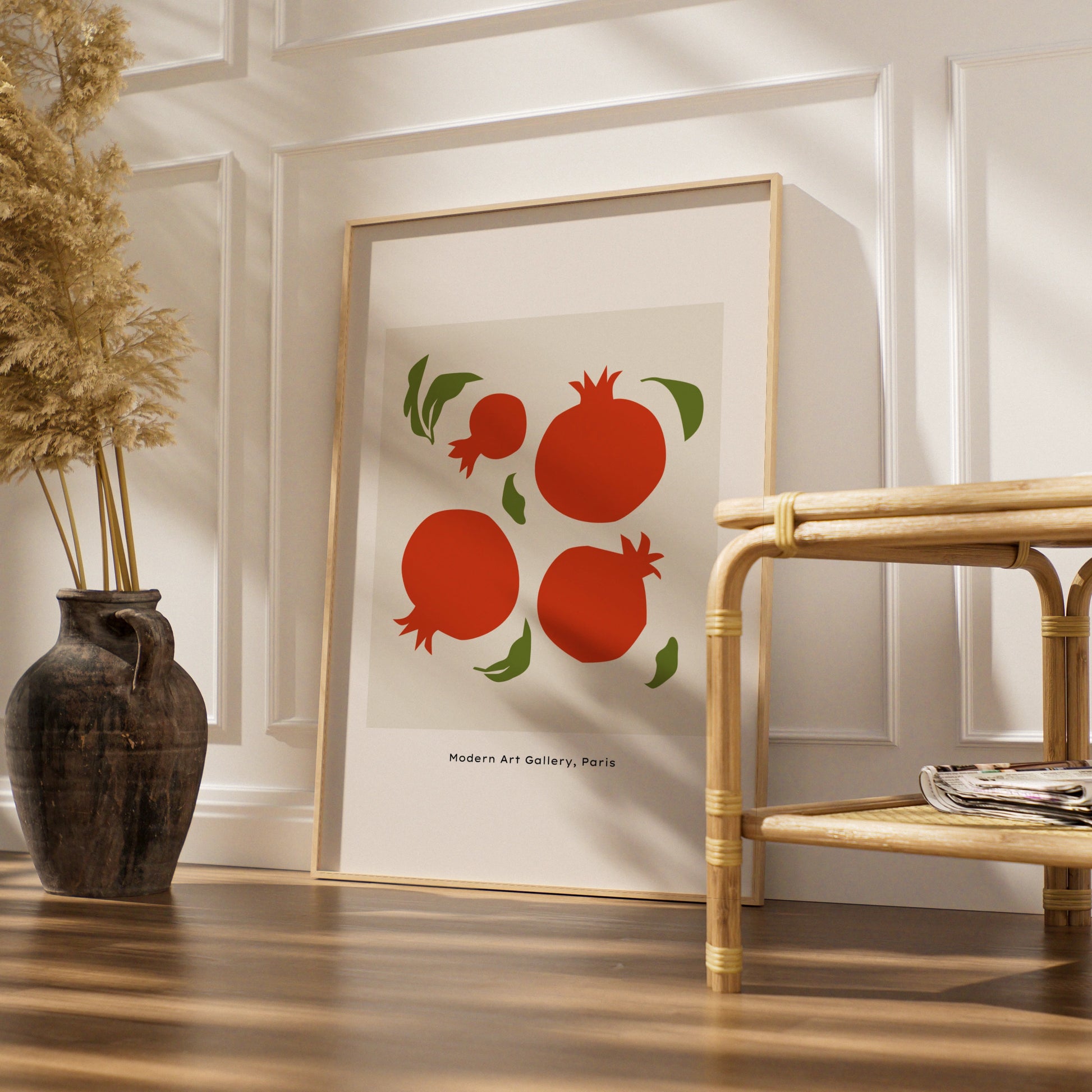 Pomegranate Kitchen Art Print, Red Fruit Poster, Minimalist Kitchen Wall Art, Modern Gallery Style