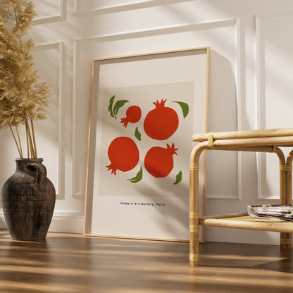 Pomegranate Kitchen Art Print, Red Fruit Poster, Minimalist Kitchen Wall Art, Modern Gallery Style