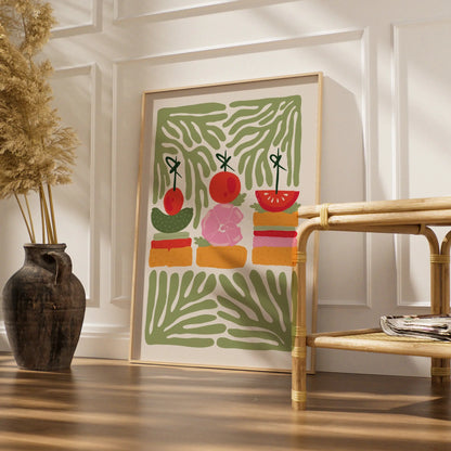 Kitchen Food Art Print, Canape Poster, Colourful Snack Wall Art, Fun Dining Room Decor
