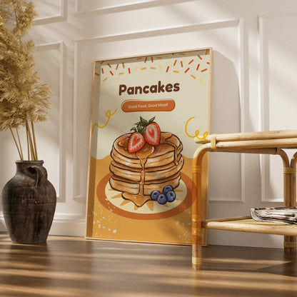 Pancakes Kitchen Wall Art, Food Poster, Breakfast Print, Cafe Decor, Retro