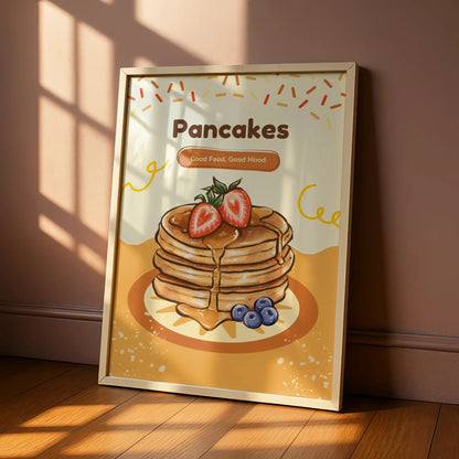 Pancakes Kitchen Wall Art, Food Poster, Breakfast Print, Cafe Decor, Retro
