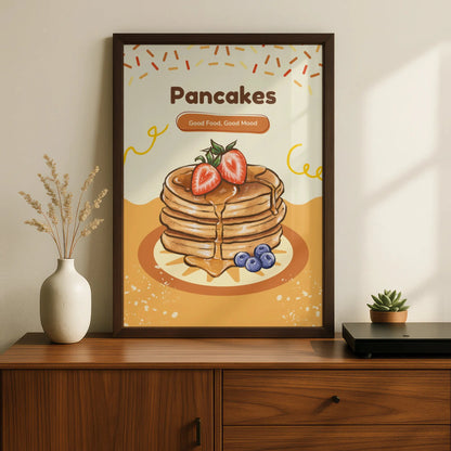Pancakes Kitchen Wall Art, Food Poster, Breakfast Print, Cafe Decor, Retro