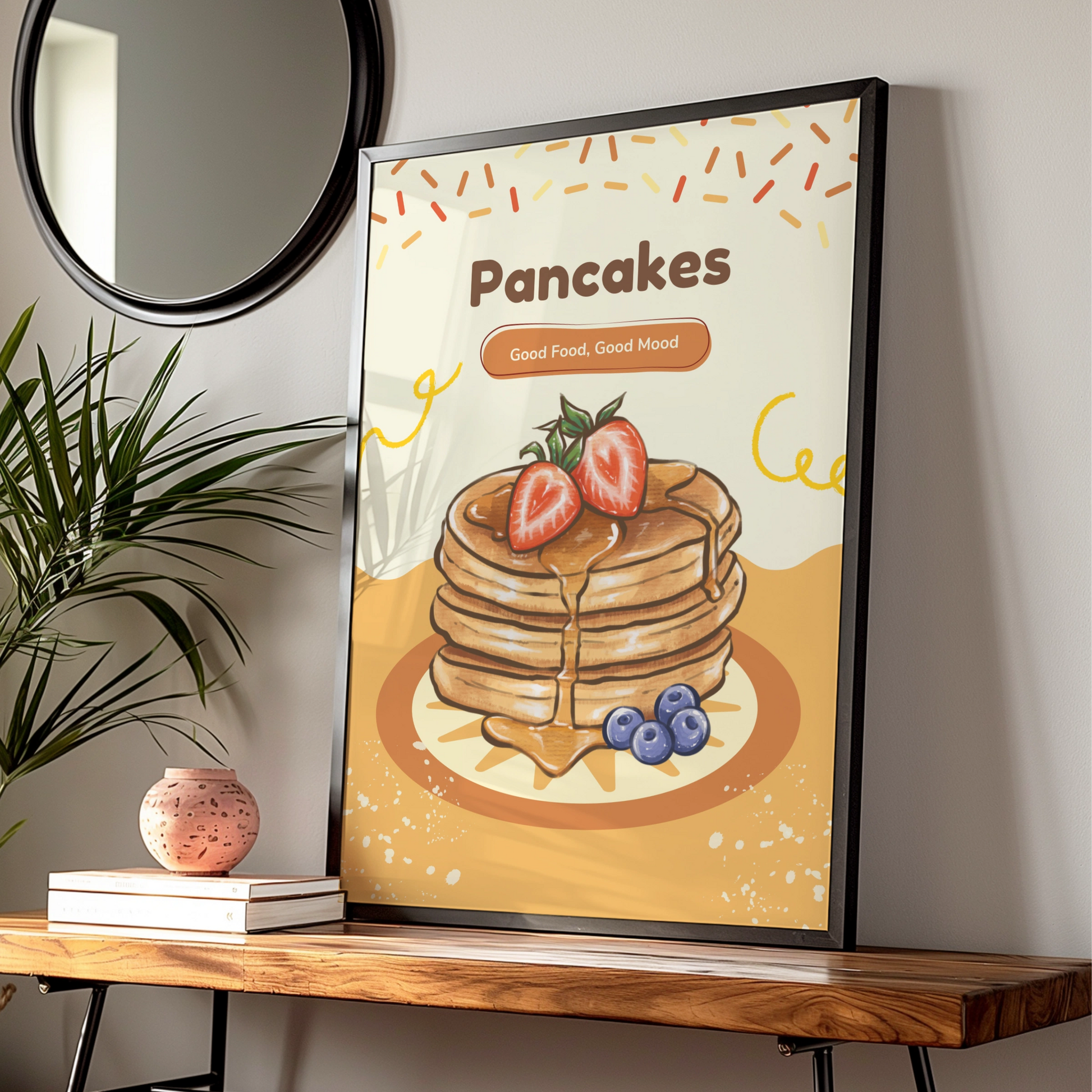 Pancakes Kitchen Wall Art, Food Poster, Breakfast Print, Cafe Decor, Retro