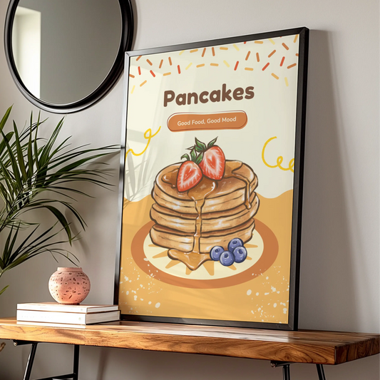 Pancakes Kitchen Wall Art, Food Poster, Breakfast Print, Cafe Decor, Retro