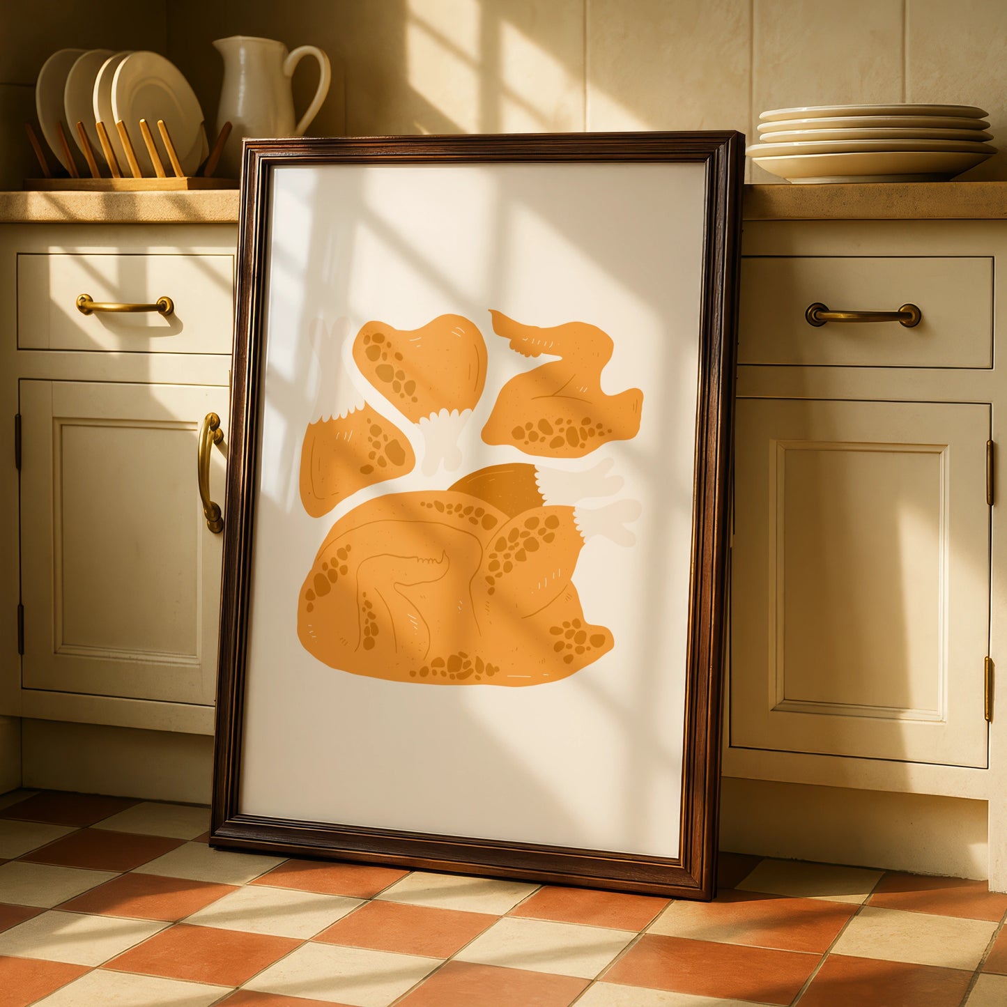 Roast Chicken Kitchen Wall Art Print, Food Poster, Cooking Art, Modern Kitchen Decor
