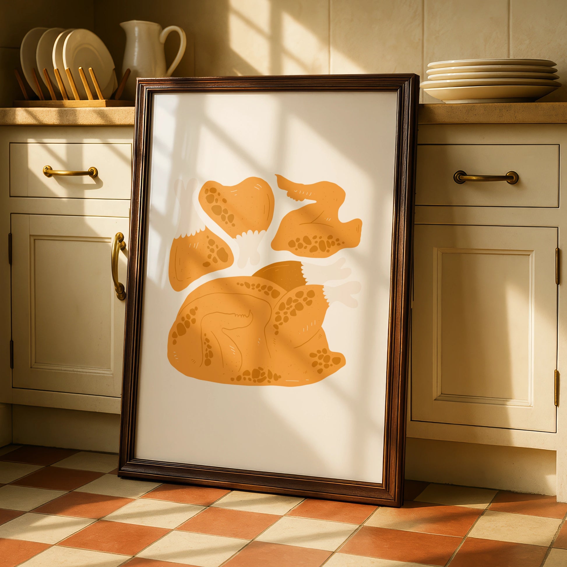 Roast Chicken Kitchen Wall Art Print, Food Poster, Cooking Art, Modern Kitchen Decor